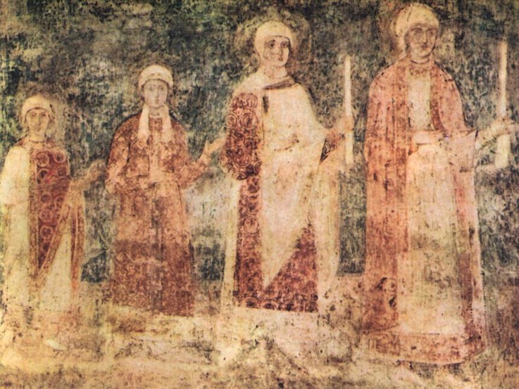 Die vier Töchter Jaroslaws des Weisen (Anna von Kiew ist ganz links) von Unbekannter Künstler