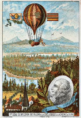 Erster Versuch eines gesteuerten Ballons von Guyton de Morveau, 1784 (Aus der Serie "Der Traum vom F