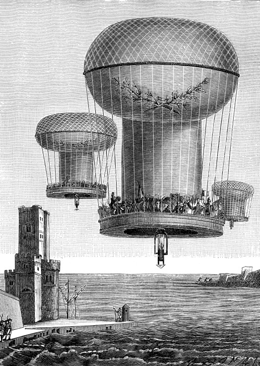 Fantastisches Luftballon-Projekt zur Überführung französischen Truppen nach England von Unbekannter Künstler