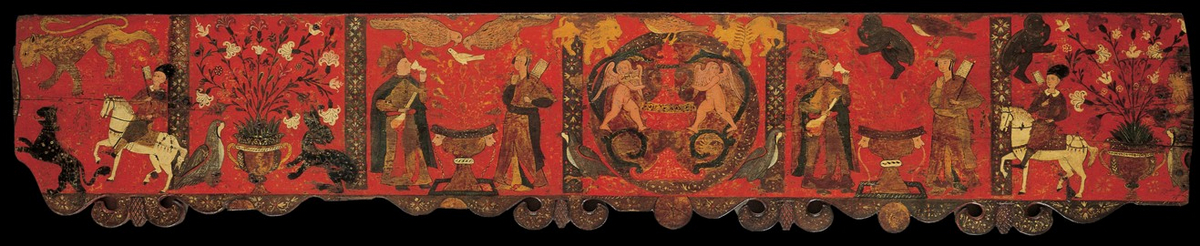 Holzplatte mit dekorativen Malerei von Unbekannter Künstler