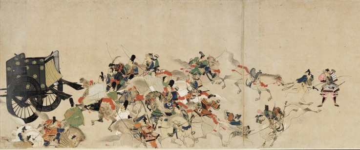 Illustriertes Epos Heiji Bürgerkrieg (Kaiserlicher Besuch bei Rokuhara) Rollbild 3 von Unbekannter Künstler