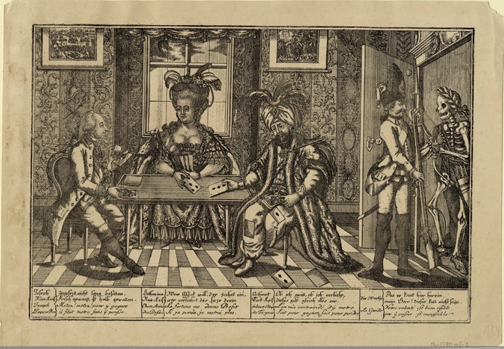 Joseph II., Katharina die Große und Sultan Abdülhamid I. am Kartenspiel von Unbekannter Künstler