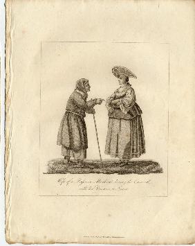 Kaufmannsfrau mit Dienerin während der Faschingszeit 1833