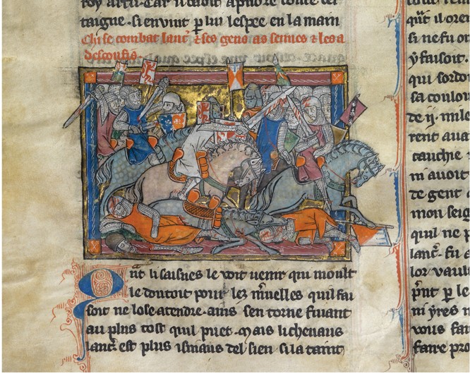 König Arthurs Kampf gegen die Sachsen (Aus: Der Gral von Rochefoucauld) von Unbekannter Künstler