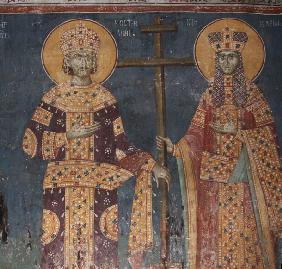 Lobpreisung des Kreuzes. Heiligen Konstantin der Große und Helena