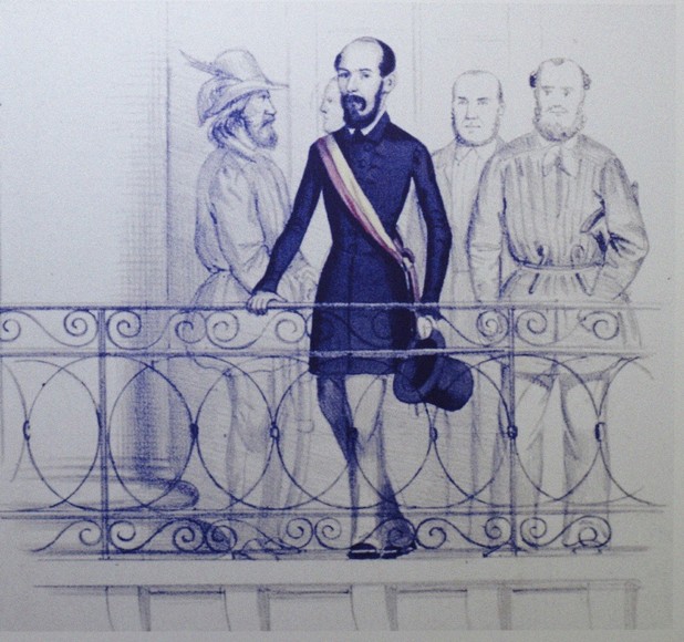 Lorenz Brentano auf dem Balkon des Karlsruher Rathauses von Unbekannter Künstler