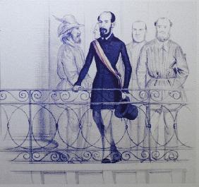 Lorenz Brentano auf dem Balkon des Karlsruher Rathauses 1848