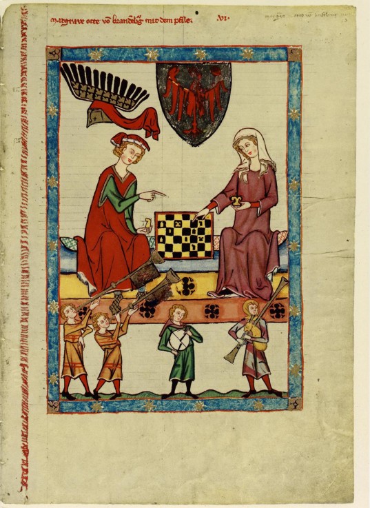 Markgraf Otto IV. von Brandenburg am Schachspiel (Darstellung im Codex Manesse) von Unbekannter Künstler