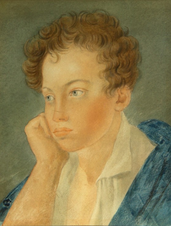 Porträt des Dichters Alexander S. Puschkin (1799-1837) von Unbekannter Künstler