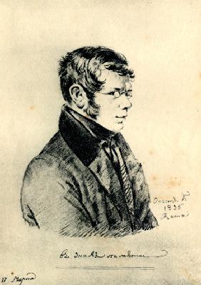 Porträt von Dichter Fürst Pjotr A. Wjasemski (1792-1878) Nach einer Zeichnung von O. Kiprenski