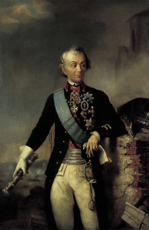 Porträt von Feldmarschall Graf Alexander Suworow (1729–1800) mit Marschallstab von Unbekannter Künstler