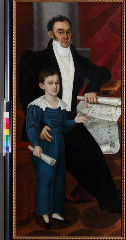 Porträt von Konstantin Rogal-Lewizki mit Sohn Filipp von Unbekannter Künstler