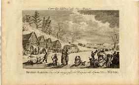Russische Schlitten im Winter 1750