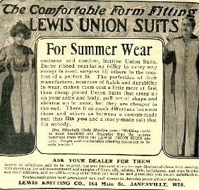 Werbung für Lewis Union Suits