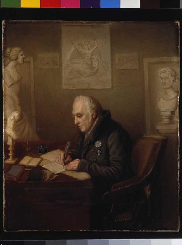 Wilhelm von Humboldt (1767-1853) in seinem Arbeitszimmer in Schloss Tegel. von Unbekannter Künstler