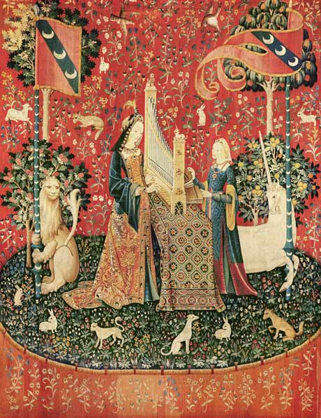 Die Dame mit dem Einhorn (La Dame à la licorne "L'Ouïe") von Unbekannter Meister