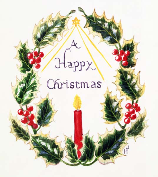 A Happy Christmas (w/c on paper)  von Ursula  Hodgson