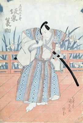The Actor Bando Tokuke as Takahastu Yajuro, a Samurai (woodblock print) von Utagawa Kunisada
