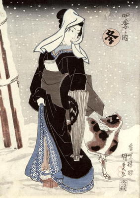 Winter, from the series 'Shiki no uchi' (The Four Seasons) (colour woodblock print) von Utagawa Kunisada