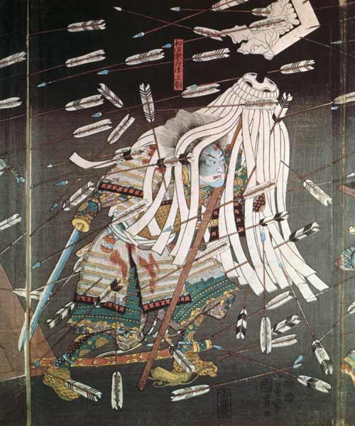 The Last Stand of the Kusanoki Clan, the Battle of Shijo Nawate, 1348, c..1851 von Utagawa Kuniyoshi