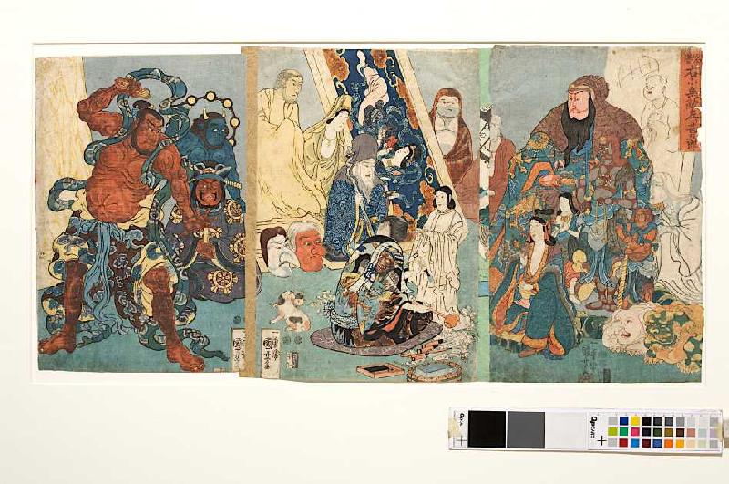 Der berühmte Linkshänder Jingoro, dem auch unter Rechtshändern keiner gleichkam von Utagawa Kuniyoshi