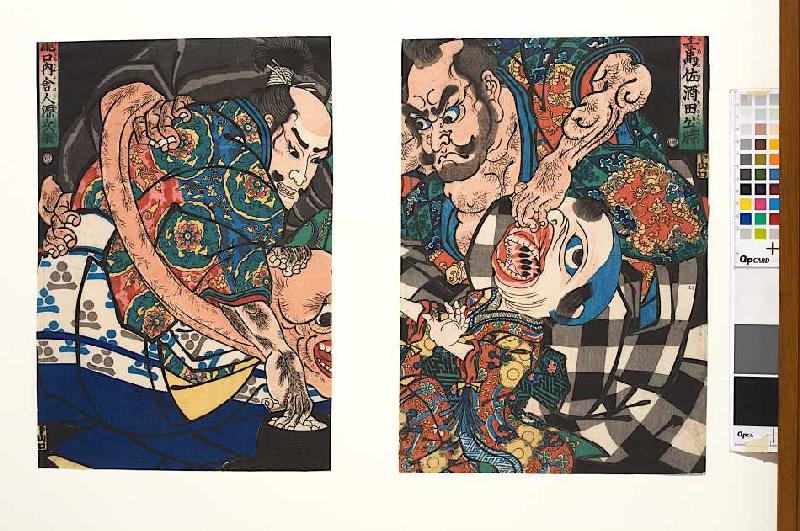 Kintoki und Tsuna beim Spiel Go von Utagawa Kuniyoshi