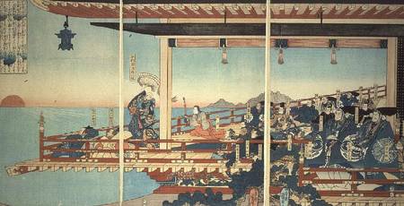 Kiyomori Arresting the Sunset by Incantations von Utagawa Kuniyoshi