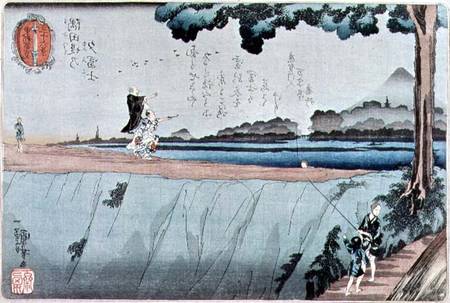 Mount Fuji from the Sumida River embankment, one of the views from Edo von Utagawa Kuniyoshi