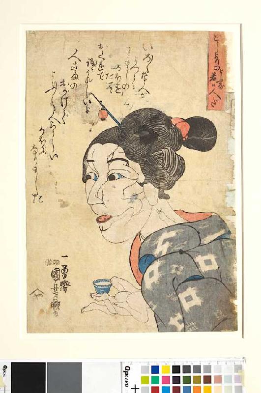 Sie gibt sich alt, ist aber jung von Utagawa Kuniyoshi