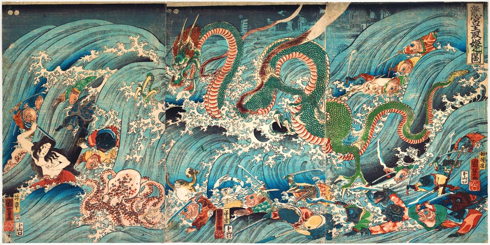 Recovering the Stolen Jewel from the Palace of the Dragon King von Utagawa Kuniyoshi