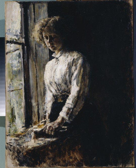 Am Fenster. Porträt von Olga Fjodorowna Trubnikowa von Valentin Alexandrowitsch Serow