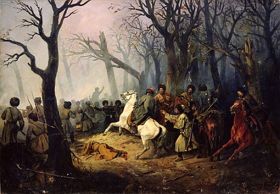 The Death of General Sleptsov in the Caucasus, 10th December von Vasili Nikolayevich Maxutov