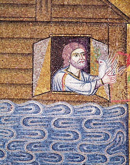 The Flood, from the Atrium, detail of Noah receiving the white dove von Veneto-Byzantine School