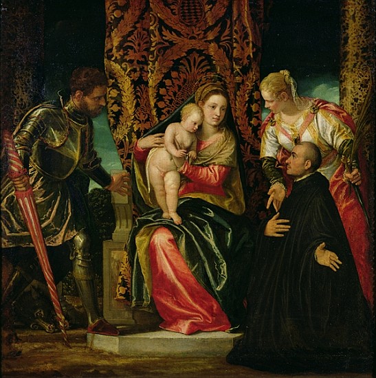 Virgin and Child between St. Justine and St. George, with a Benedictine monk von Veronese, Paolo (eigentl. Paolo Caliari)