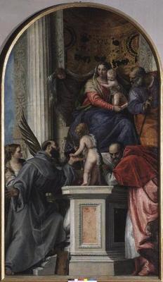Madonna and Child Enthroned, St. John the Baptist as a Boy, St. Joseph, St. Jerome, St. Justinia and von Veronese, Paolo (eigentl. Paolo Caliari)