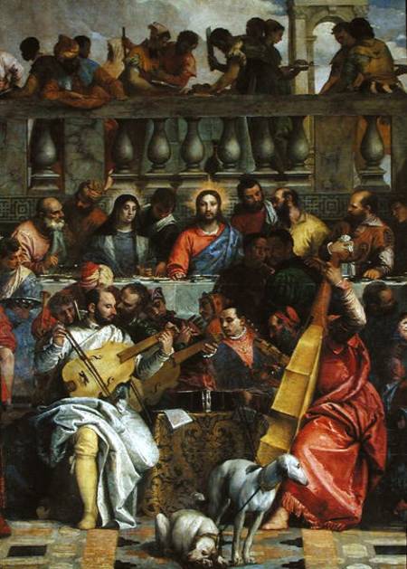 The Marriage Feast at Cana, detail of Christ and musicians von Veronese, Paolo (eigentl. Paolo Caliari)