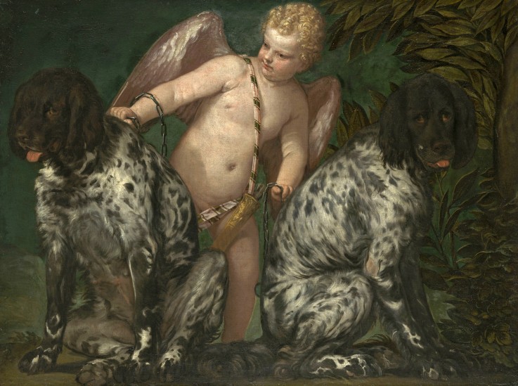 Amor mit zwei Hunden von Veronese, Paolo (eigentl. Paolo Caliari)