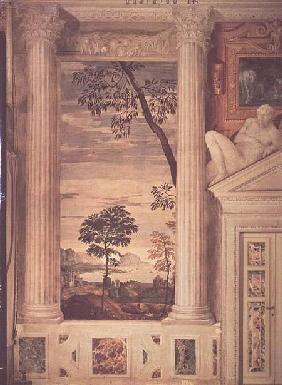 Landscape, detail of the frescoes in the Olympic Room 1560-62