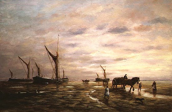 Barges unloading at low water von Vic  Trevett