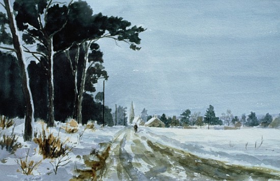 Hermitage Road in the Snow (Village of Higham, near Rochester) von Vic  Trevett