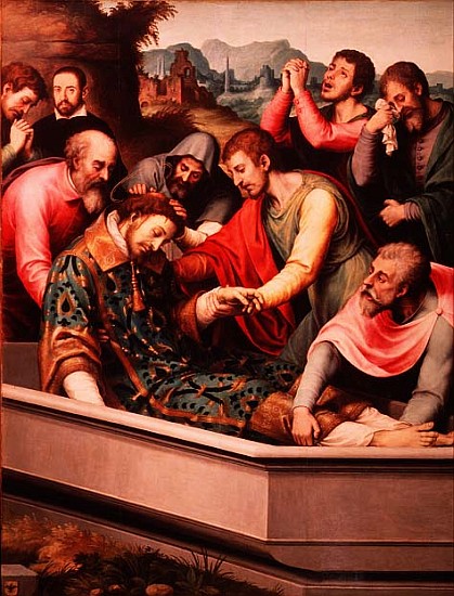 The Burial of St. Esteban von Vicente Juan (Juan de Juanes) Macip
