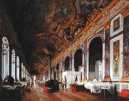The Hall of Mirrors at Versailles used as Military Hospital for Tending Wounded Prussians in 1871 von Victor Buchereau