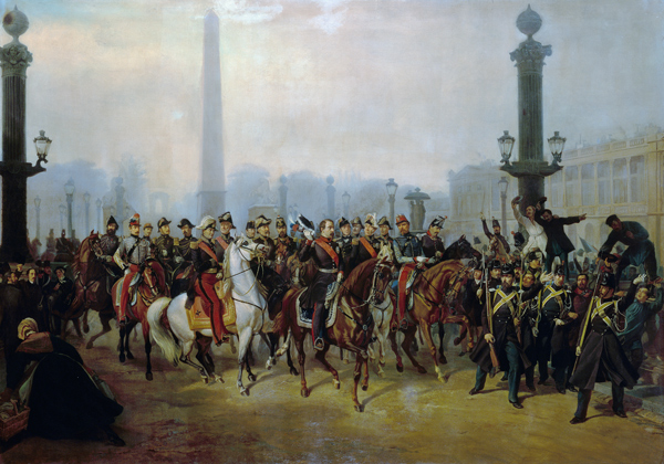 Napoleon III. mit seinem Stab auf der Place de la Concorde von Victor Jonquières