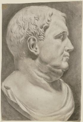 Antike Büste eines feisten Mannes im Profil nach rechts