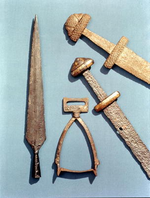 Viking swords, stirrup and spearhead (details) von Viking