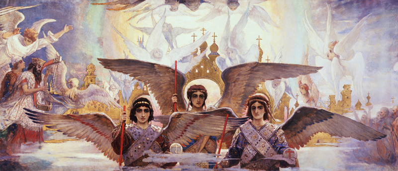 Vor dem Paradies (Mittelteil) von Viktor Michailowitsch Wasnezow