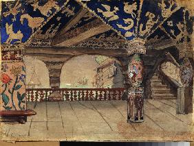 Bühnenbildentwurf zum Theaterstück Schneeflöckchen von A. Ostrowski 1881