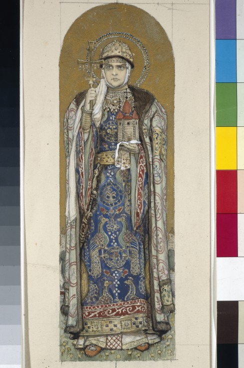 Heilige Olga, Großfürstin von Kiev (Entwurf für die Fresken in der Wladimirkathedrale in Kiew) von Viktor Michailowitsch Wasnezow