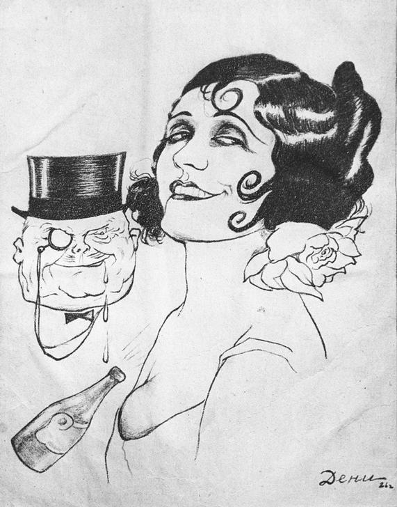 Caricature on actress of silent movies Pola Negri von Viktor Nikolaevich Deni