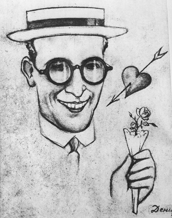Caricature on American actor Harold Lloyd von Viktor Nikolaevich Deni